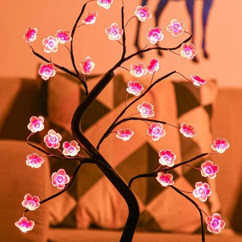 Blühender Bonsai-Nachttischlampe