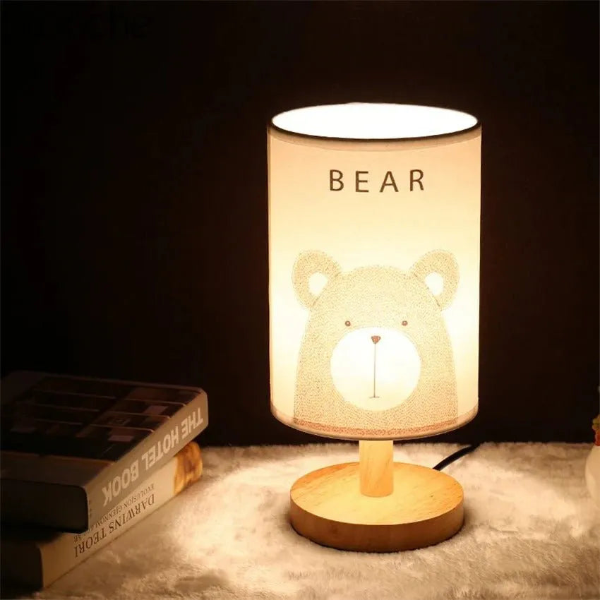 Nachttischlampe Holz Lampenschirm Tiere