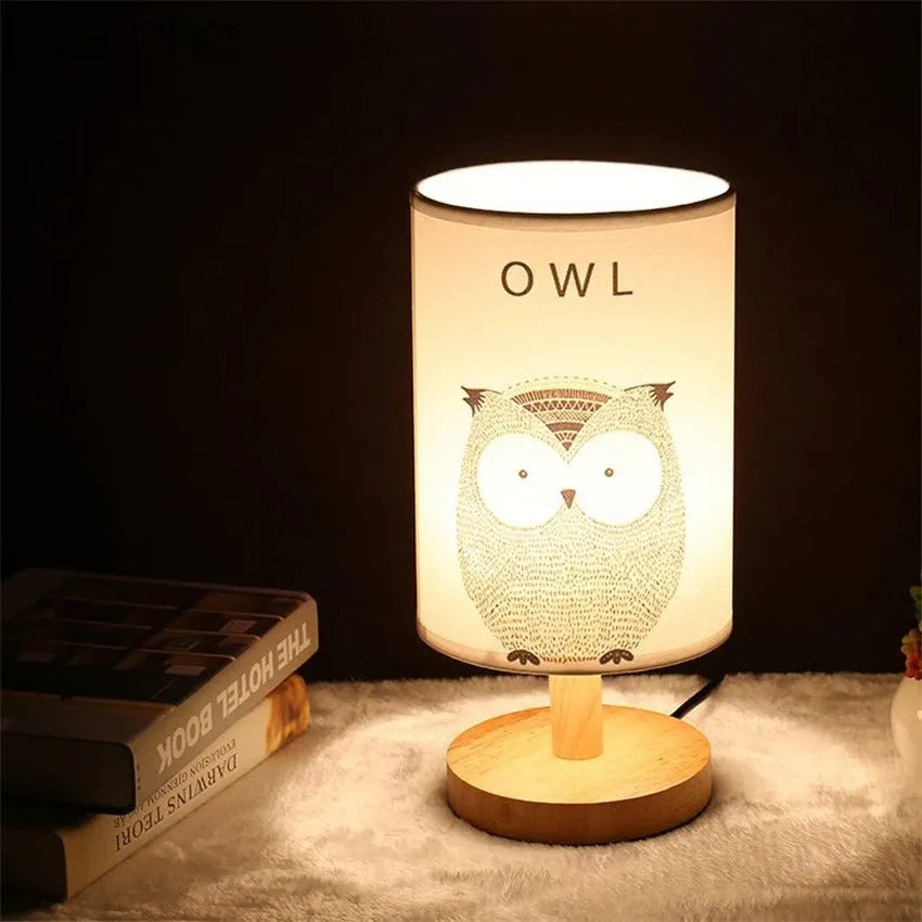 Nachttischlampe Holz Lampenschirm Tiere
