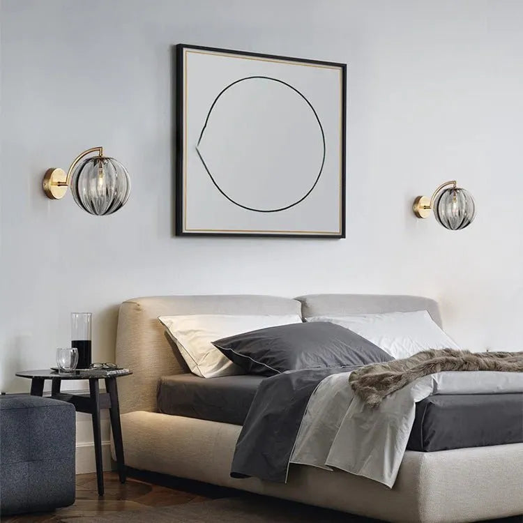 Wandleuchte Design Rauchglas Kugel