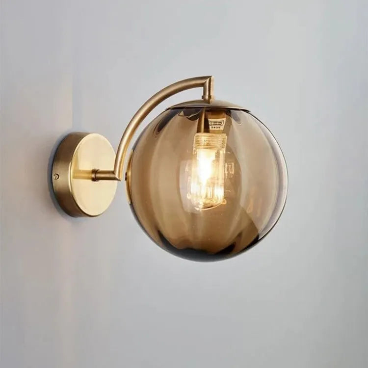 Wandleuchte Design Rauchglas Kugel